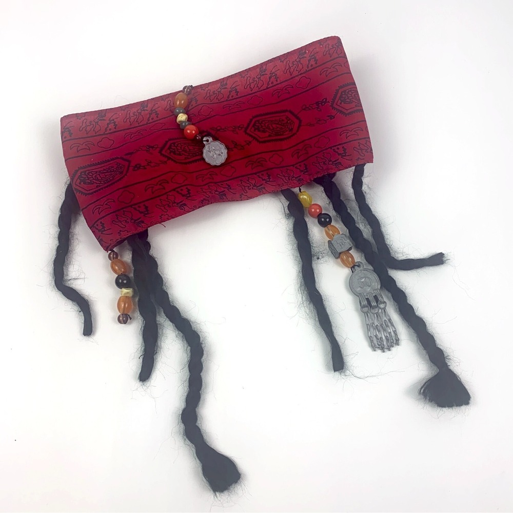 VTG Disney Pirates of the Caribbean Dead Mans Chest Head Band Youth Beads Coins